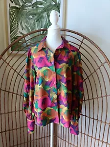 NEW White Sandstorm Boho Blouse Medium M Retro Loud Print Balloon Sleeve Funky - Picture 1 of 6