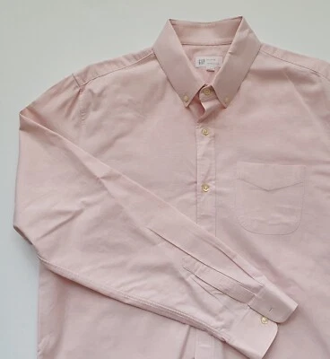 GAP Men's Pink Button Down Standard Fit Stretch Long Sleeve Dress Shirt - Size L Foto 1 de 4