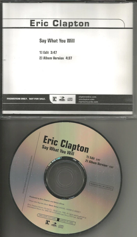 ERIC CLAPTON Say what you Will w/ RARE RADIO EDIT PROMO DJ CD single 2005 USA - Image 1 of 1