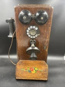 Bell Telephone Company Oak Wood Hand Crank Wall Mount Telephone Rotary AS IS - Picture 1 of 7