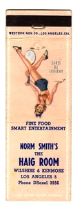 NORM SMITH'S HAIG ROOM matchbook matchcover - LOS ANGELES, CALIFORNIA - GIRLIE - Picture 1 of 2