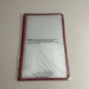 Restaurant Menu Cover Burgundy Vinyl Clear 2 Page Pocket 14.5" x 9.5" Pack of 17 - Picture 1 of 9