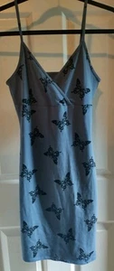 Medium Wild Fable Blue and Black Butterfly Print Strappy Tank Dress Bodycon - Picture 1 of 8