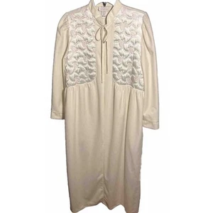 Vintage Nightgown Fleece Robe Embroidered Fleece Zip Sears Medium 12/14 Grandma - Picture 1 of 11