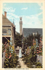 Postal a color vintage de Hollyhock Lane Provincetown MA principios del siglo 1900 - Imagen 1 de 2