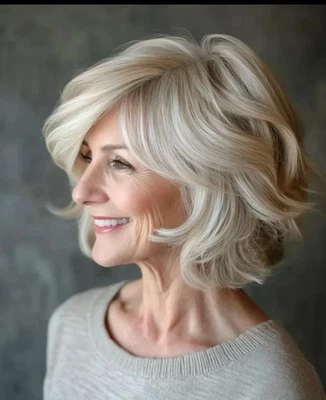 Platinum Blonde Bob Wave Wig 100% Human Hair Wigs Lace Front Wig 13x4 - Image 1 of 3