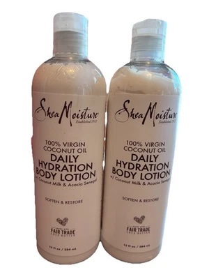 Loción corporal hidratación diaria 100 % aceite de coco virgen Shea Moisture 13 oz lote de 2 Foto 1 de 3