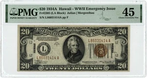 FR. 2305 LA Block $20 1934A Hawaii WWII Emergency Issue FRN Ch XF45 PMG 950332-8 - Picture 1 of 3