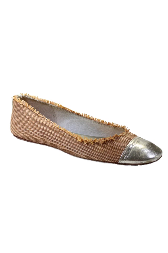 FS/NY Womens Slip On Woven Silver Toe Flat Shoes Beige Size 6.5 US - Image 1 of 4