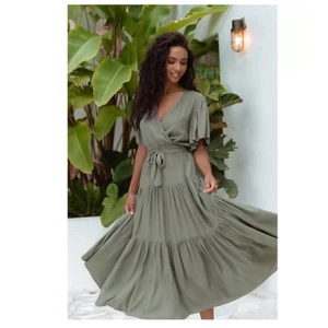 Petal and Pup Womens Barker Dress Sz Large -Color Olive- NWT - Photo 1/6