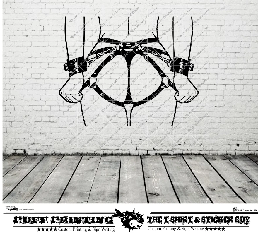 Sexy Bondage Women Naked dungeon Man Cave Wall Art Vinyl Decals Stickers - Image 1 of 2