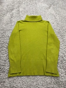Worth Sweater Women Petite Lime Green Cashmere Ribbed Turtleneck Pullover Vtg - Picture 1 of 9