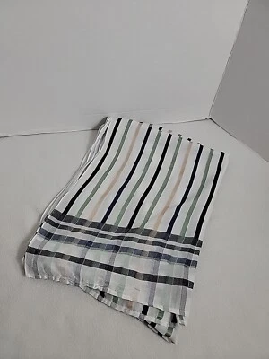 Ann Taylor Factory White Black Pink Green Striped Rectangle Scarf - Image 1 of 4