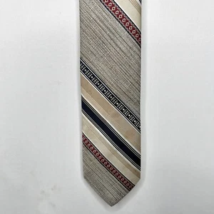 Vintage Beau Brummell Herren Krawatte 3" beige schwarz weinrot braun Streifen Krawatte - Bild 1 von 11