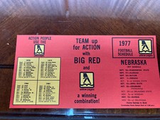 1977-81 Nebraska Cornhuskers College Football Schedule MINT Unfolded