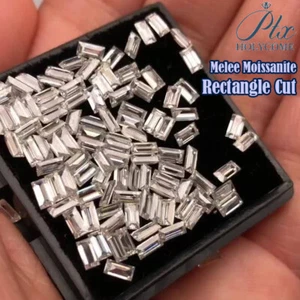 Moissanite sfusa rettangolare misura piccola mischia VVS1 D colore pietra preziosa taglio baguette - Foto 1 di 20