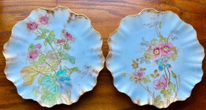 2x antike 1890er Doulton Burslem spanische Ware Teller handbemalt floral 8,8" sehr guter Zustand - Bild 1 von 9