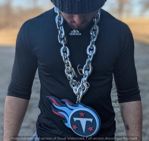 Tennessee Titans Fan Chain, Giant Silver Necklace Licensed NFL Cover