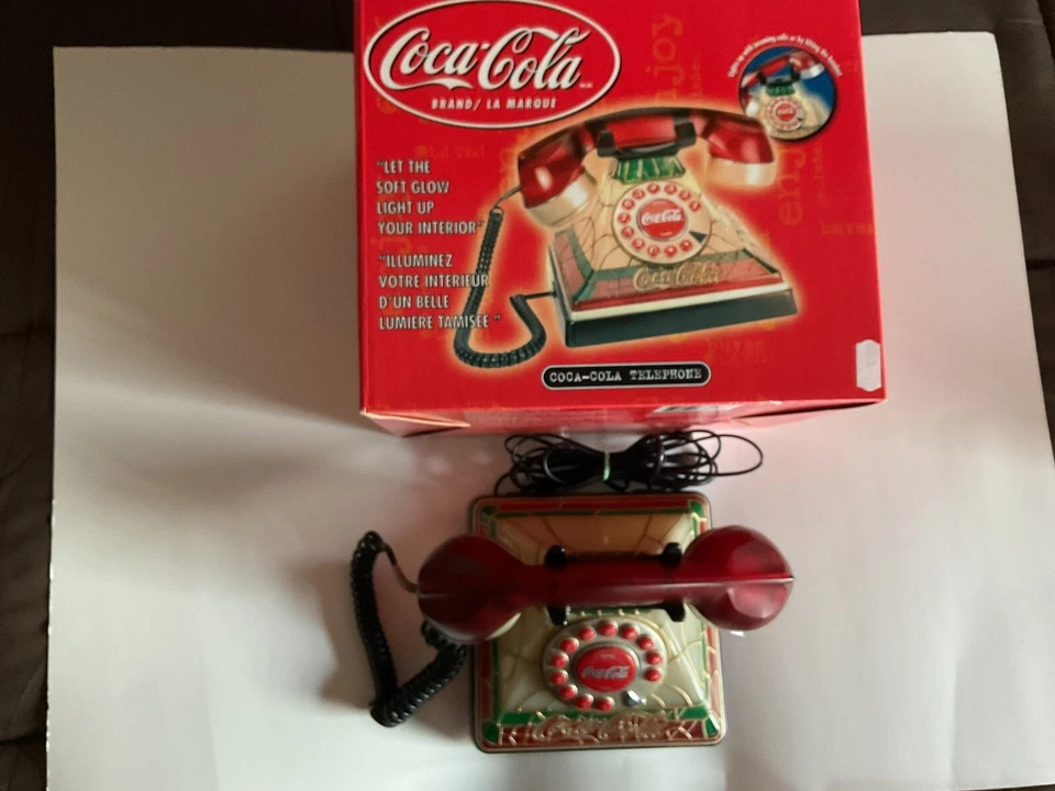 Teléfono vintage Coca-Cola iluminado vitral 2001 teléfono fijo Foto 1 de 1