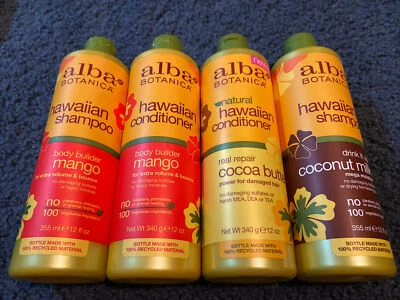 Lote 4; Champú de mango hawaiano Alba Botanica, acondicionador/leche de coco y más. Foto 1 de 4