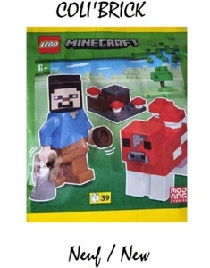 Lego Minecraft 662407 Minifig - Steve with Mooshroom paper bag - NEW - Foto 1 di 1