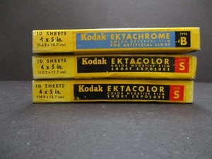 Kodak Ektachrome B & Ektacolor S 4X5 film 3 boxes expired 10 sheet box sealed - Picture 1 of 5