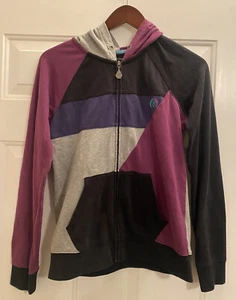 Volcom Youth Boys Zippered Long Sleeve Black Gray Purple Hoodie Size Medium 12 - Picture 1 of 12