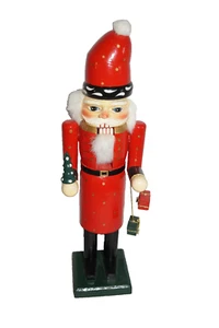 Vtg Santa Claus Nut Cracker Christmas Tree Holiday Holding presents Wooden 15" - Picture 1 of 6