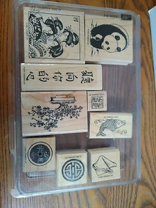 Stampin Up Asiatische Kunst 2001 Gummistempel 9 tlg Set Karten basteln Basteln Panda - Bild 1 von 9