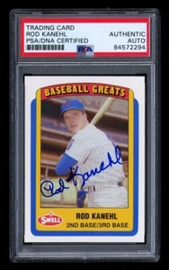 1990 PHILADELPHIA GUM 44 ROD KANEHL NEW YORK METS PSA AUTOGRAPHED HQ SIGNED CARD - Picture 1 of 2