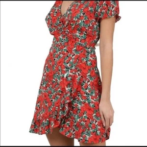 Molly Bracken Boho Floral Wrap Dress Sz Small Summer Party Cottage Red Sundress - Picture 1 of 12
