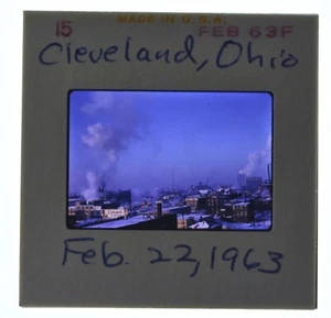 Smoky Cleveland Ohio OH City View Vintage 1963 Color Transparencia Diapositiva #1 - Imagen 1 de 1