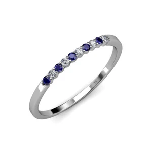 Banda de boda TriJewels azul zafiro y diamante 0,31 ctw plata esterlina JP:30827 - Imagen 1 de 5