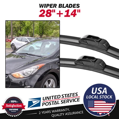 Front Windshield Wiper Blades Pair 28"+14" All Season For Kia Forte5 2014-2018 - Изображение 1 из 4