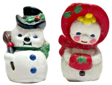 2-3" Full Ceramic Snowman and Snow Woman Handpainted Custom