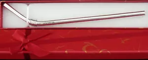 NEW Sterling Silver Drinking Straw Cased, Scottish Hallmarked, King Charles Mark - Picture 1 of 12