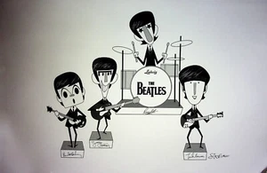 STEPHEN SILVER Signed THE BEATLES Print 11x17 Felt Weave Stock Paper - Picture 1 of 3