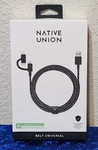 Native Union Belt Universal 3-in-1 Charging Cable ~ Micro-USB, USB-C, 6.5ft - Picture 1 of 5