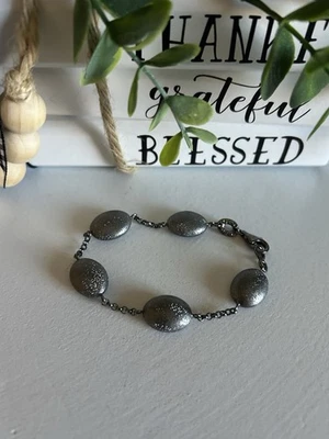 Pulsera CHARLES GARNIER Plata de Ley Negro Rodio Eslabón Cuentas Diseño Texturizado Foto 1 de 4