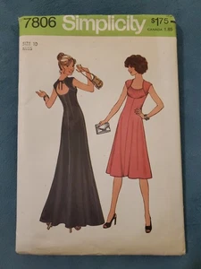 Simplicity 7806 Dress in 2 Lengths Size 10 Bust 32.5" Vtg 70s Factory Fold  - Picture 1 of 3
