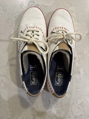 Tenis Texas Rangers Keds para mujer blancos campeón banderín con cordones MLB talla 8 Foto 1 de 4