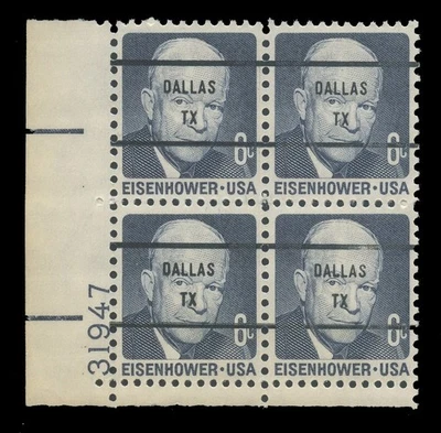 USA Scott #1393c 6c EISENHOWER, BEP PRECANCEL, MINT, N.H., PLATE # BLOCK - Image 1 of 2