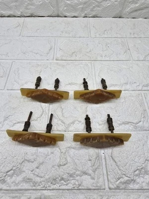 Set Of 4 Art Deco Drawer Pull Handles 8cm Long Beige Brown Diamond Phenolic  - Image 1 of 4