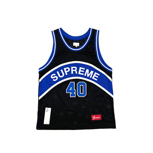 Supreme Curve Basketball Jersey Black Blue #40 (SS17KN82) Men's Size L