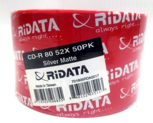 RiDATA CD-R 80 52X 50PK Silver Matte - New Sealed New Old Stock - Picture 1 of 4