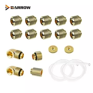 Barrow 3/8" ID, 1/2" OD 10/13mm Compression Fitting Soft Tubing 18Pcs Set Gold - Picture 1 of 11