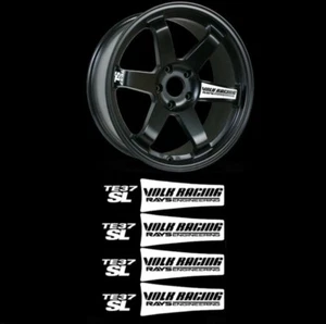 8 x VOLK RAYS White TE37 SL Black Edition Wheel Rim Decals Saga Ultra 17 18 19" - Picture 1 of 4