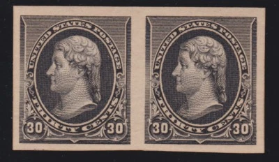 US 228P5 30c Jefferson Imperf Proof Pair on Stamp Paper VF-XF w/PF Cert SCV$1000 - Image 1 of 3