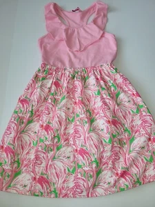 Girls Lilly Pulitzer Flamingo Loranne Dress sz Large 8-10 pink colony racerback - Picture 1 of 4