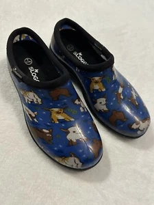 Sloggers Size 6 Goat Print Barn Chore Gardening Rain Shoes Slip on Blue - Picture 1 of 8